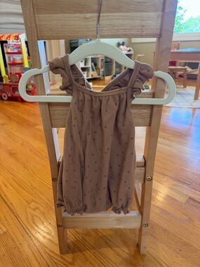 Quincy Mae Brown Dot Ruffle Strap Baby One-Piece